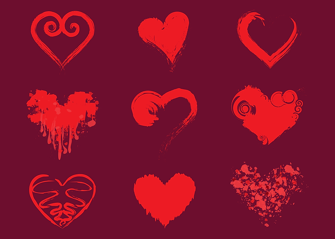 Inky Grunge Red Heart Shapes