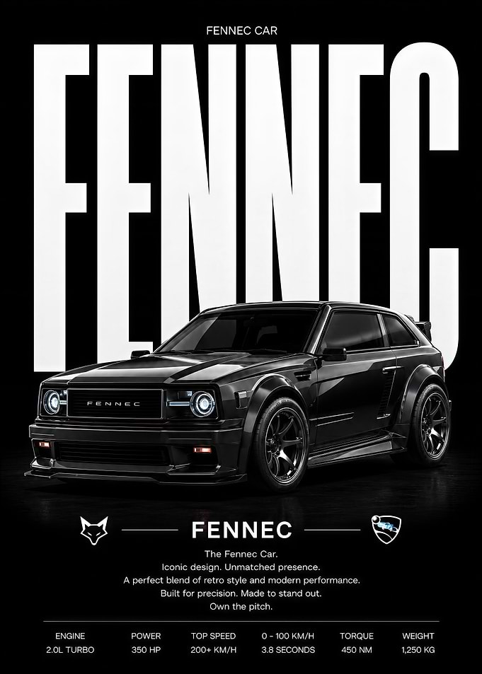 Rocket League Fennec Car Poster