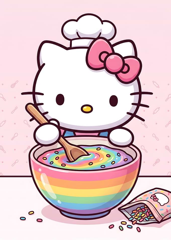 Hello Kitty Baking Rainbow Batter