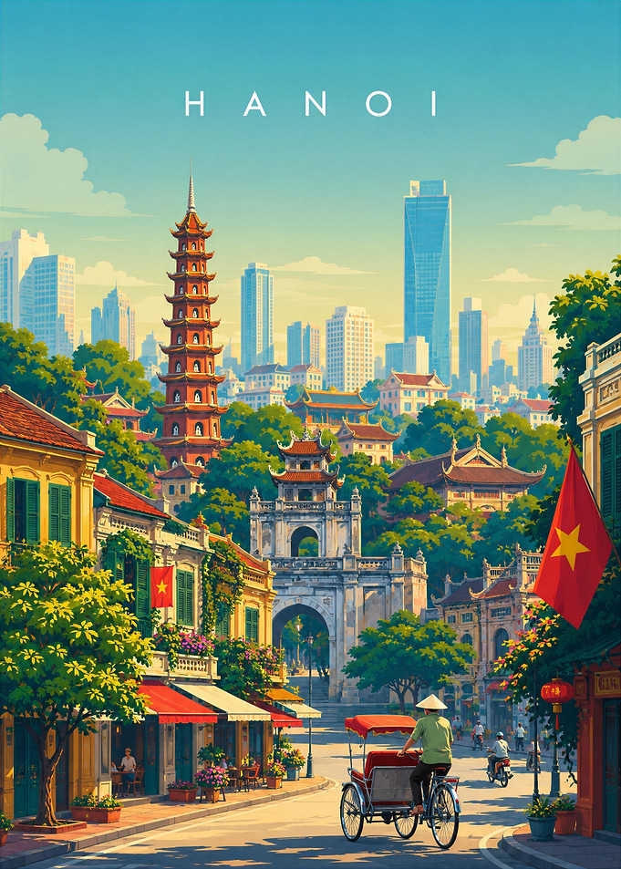 Hanoi Vietnam Travel Poster