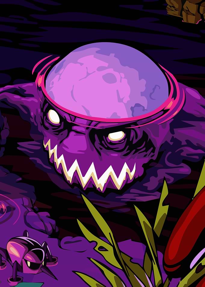 Purple Monster with Moon Head