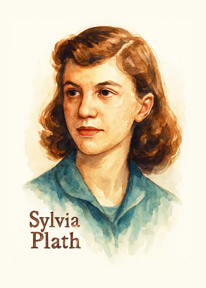 Watercolor Portrait of Sylvia Plath