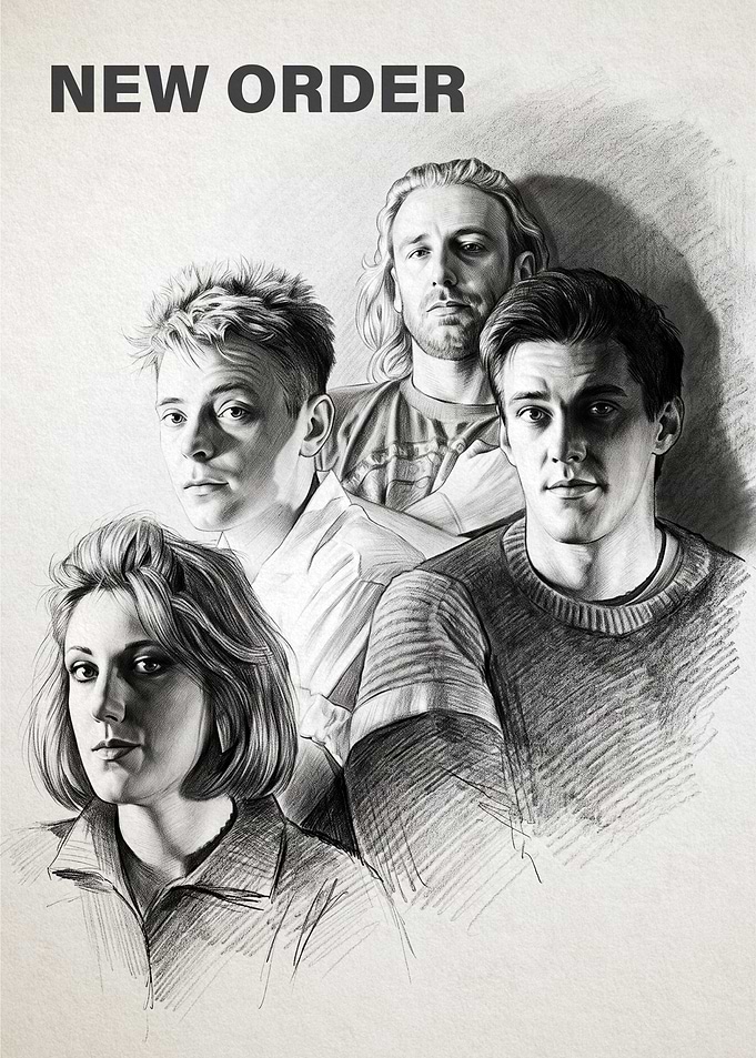New Order Band Portrait Sketch