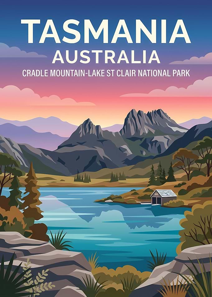 Tasmania Cradle Mountain Travel Poster