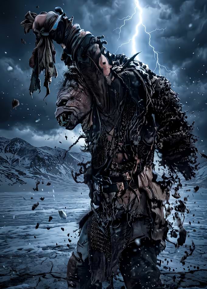 Fierce Orc Warrior in Storm