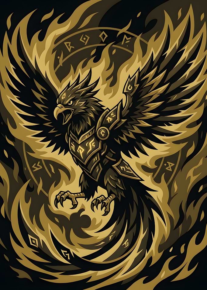 Armored Phoenix in Golden Flames