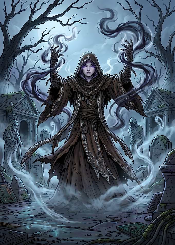 Dark Necromancer Casting Magic Spell