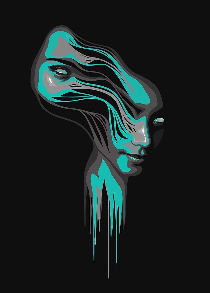 Abstract Surreal Liquid Face Portrait