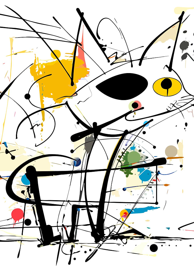 Abstract Line Art Cat Illustration