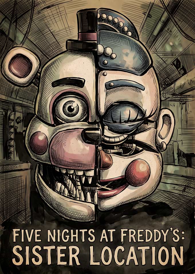 FNAF Sister Location Split Face Poster