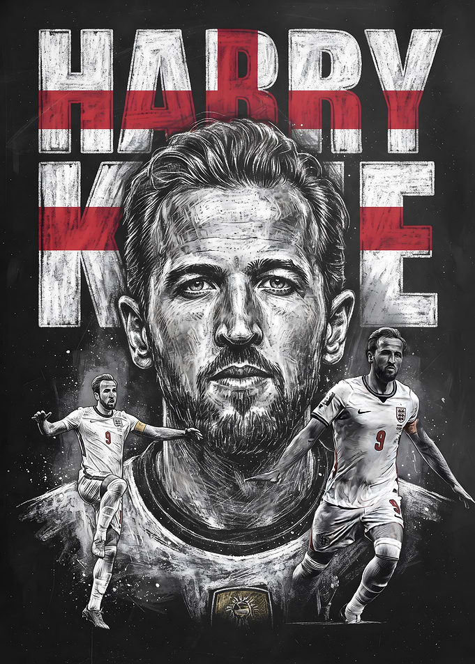 Harry Kane England Football Poster