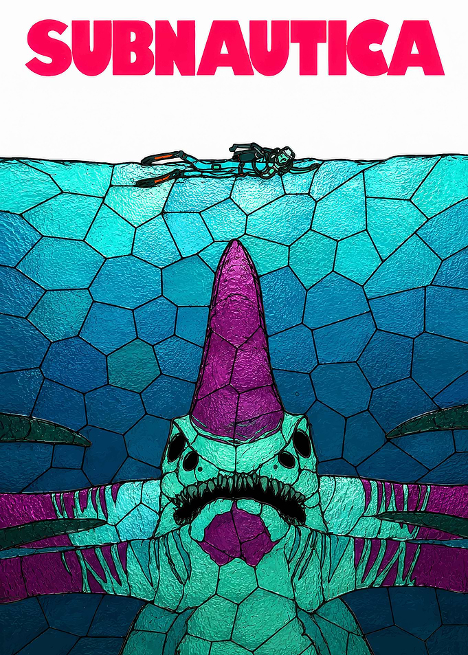 Subnautica Stained Glass Reaper Leviathan Poster