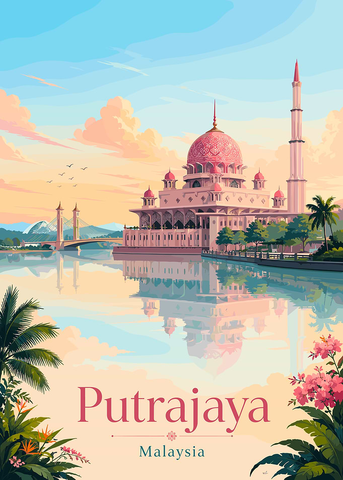Putrajaya Malaysia Travel Poster