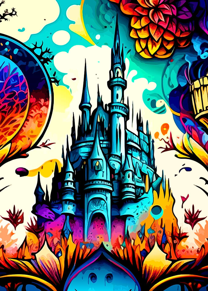 Psychedelic Fantasy Castle Illustration