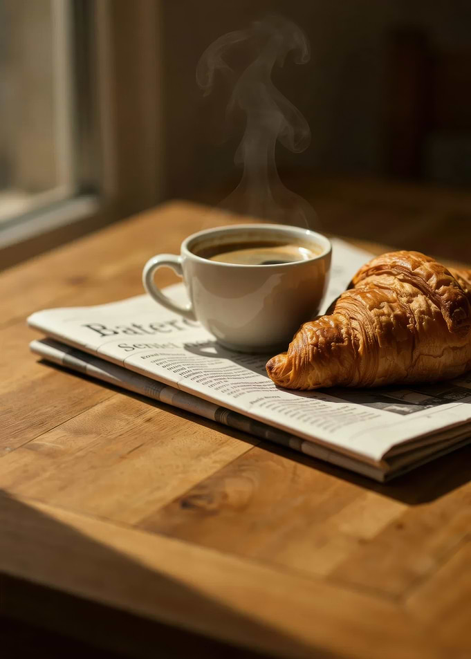 Morning Coffee and Croissant Breakfast