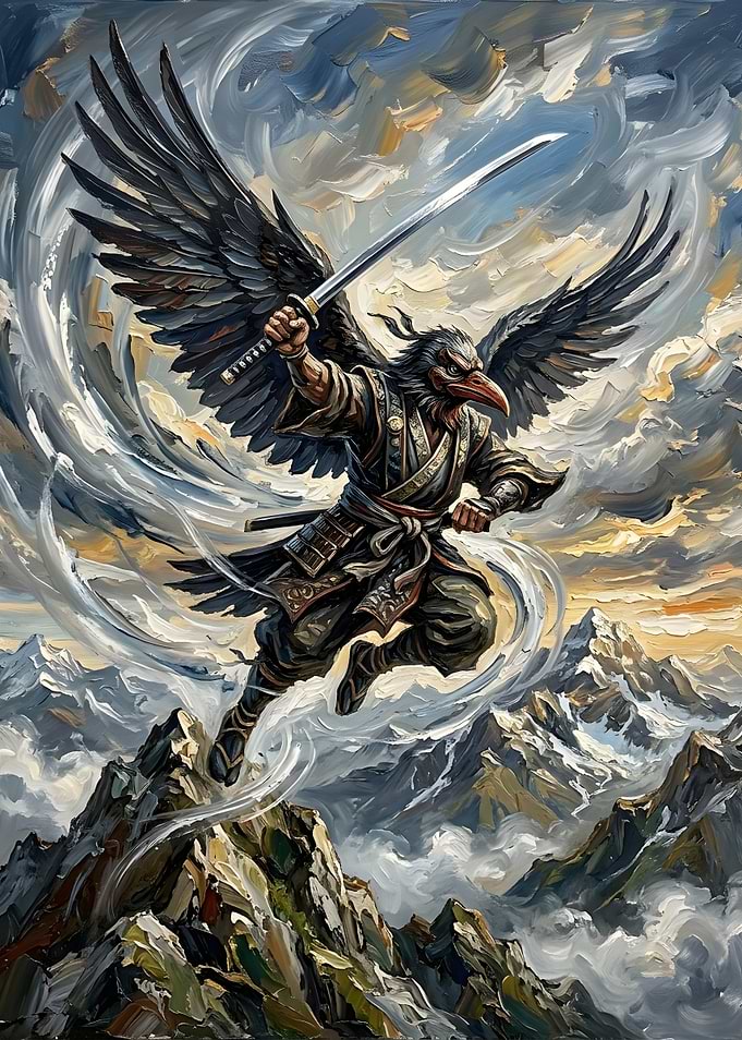 Tengu Samurai Warrior in Flight