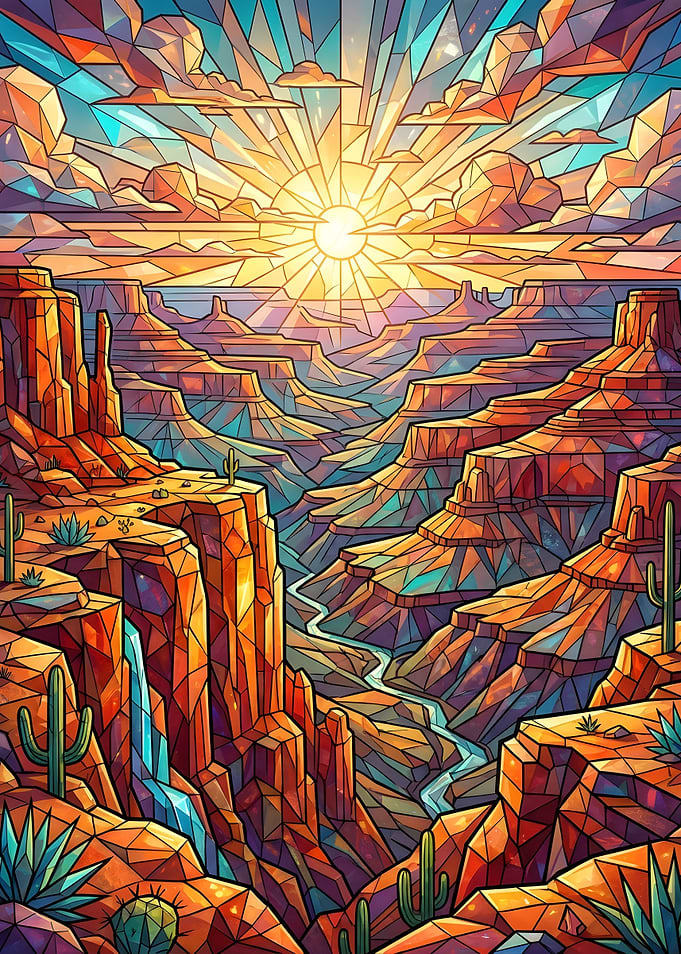Stained Glass Grand Canyon Sunset