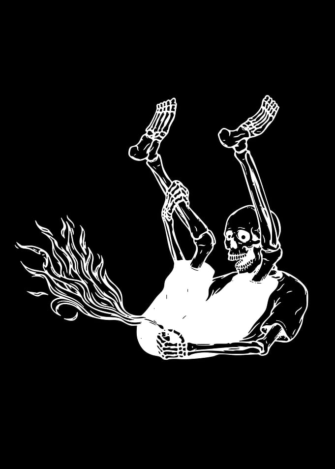 Skeleton Farting Fire Illustration