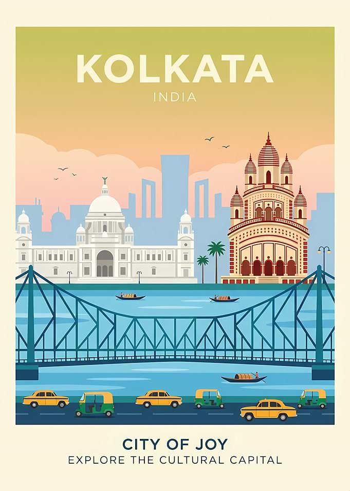 Kolkata City of Joy Travel Poster