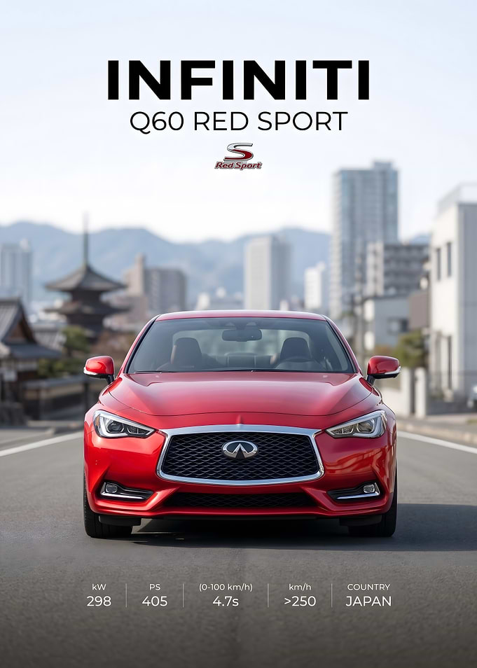 Infiniti Q60 Red Sport Car Poster