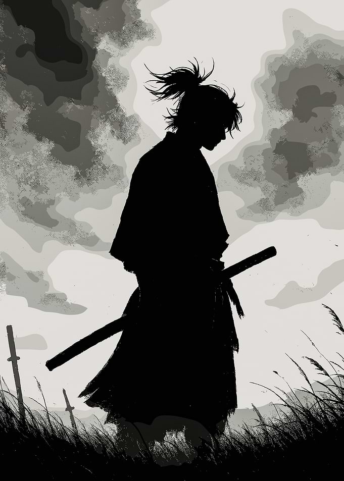 Silhouette of a Lone Samurai