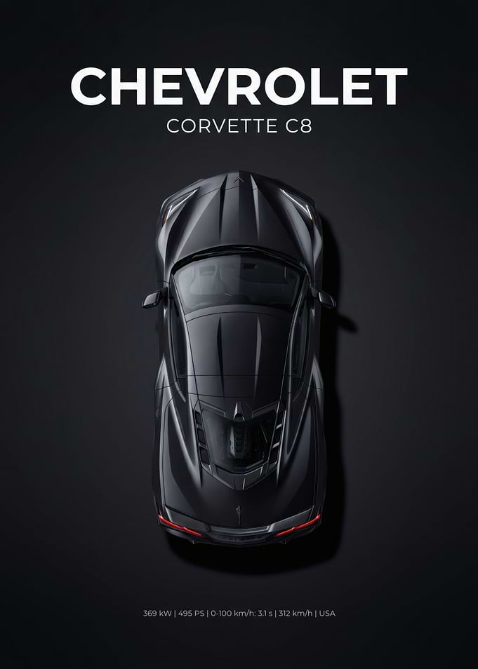 Chevrolet Corvette C8 Top View Poster