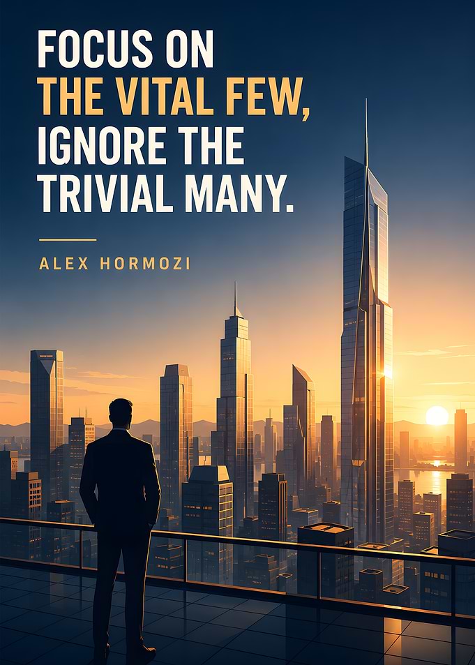 Alex Hormozi Inspirational Cityscape Quote Poster