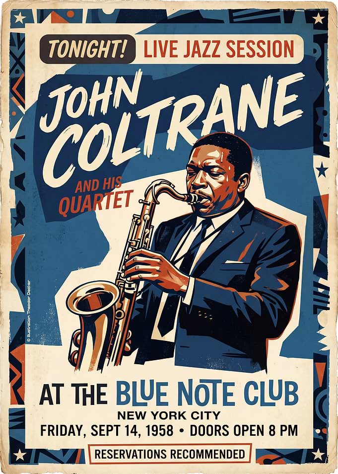 John Coltrane Vintage Jazz Poster