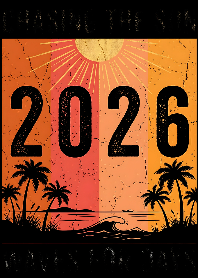 Retro 2026 Beach Sunset Graphic