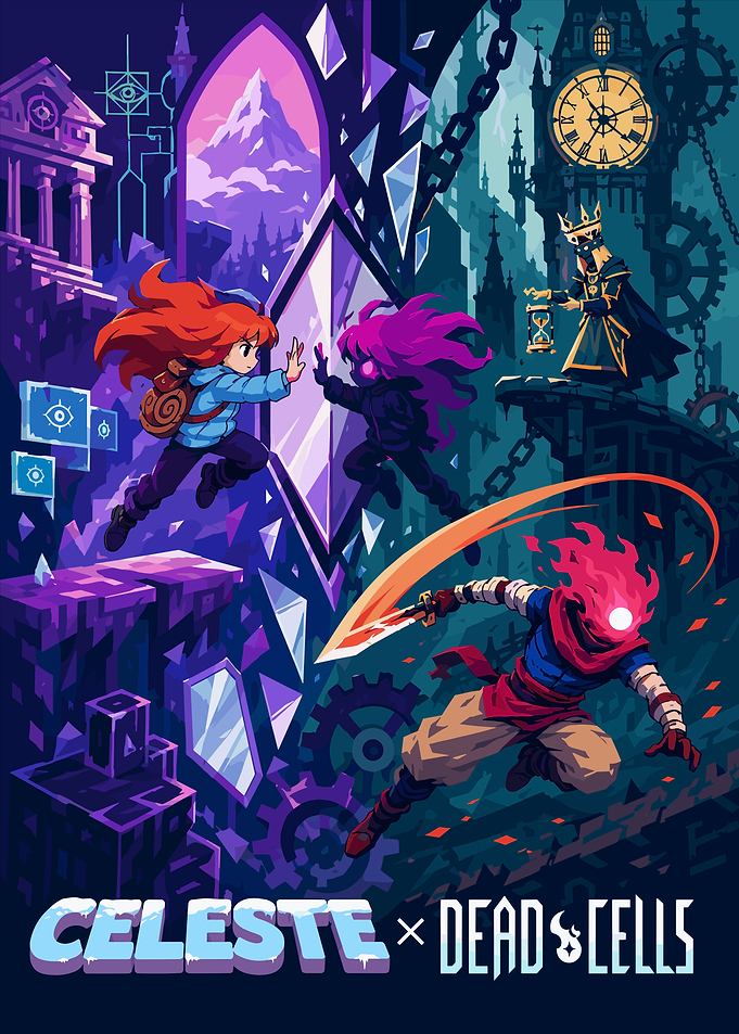 Celeste and Dead Cells Crossover Art