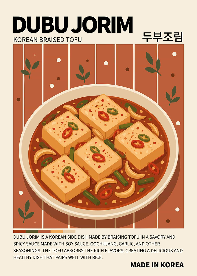Dubu Jorim Poster – Korean Braised Tofu Kitchen Wall Art