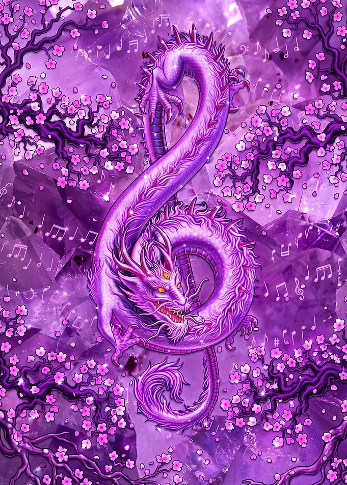 Purple Dragon Treble Clef Art