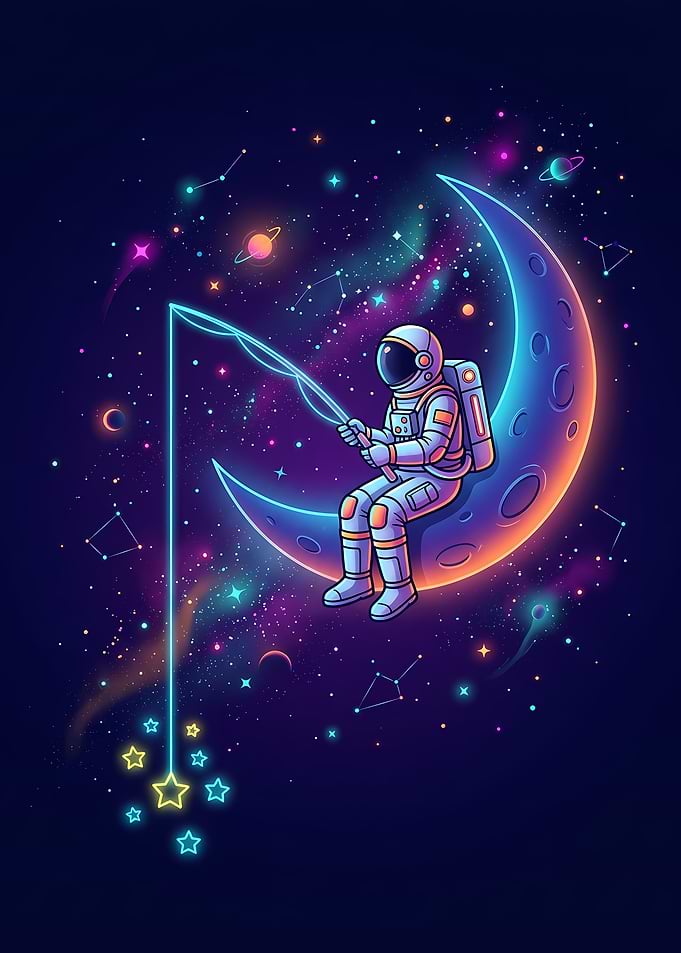 Astronaut Fishing for Stars