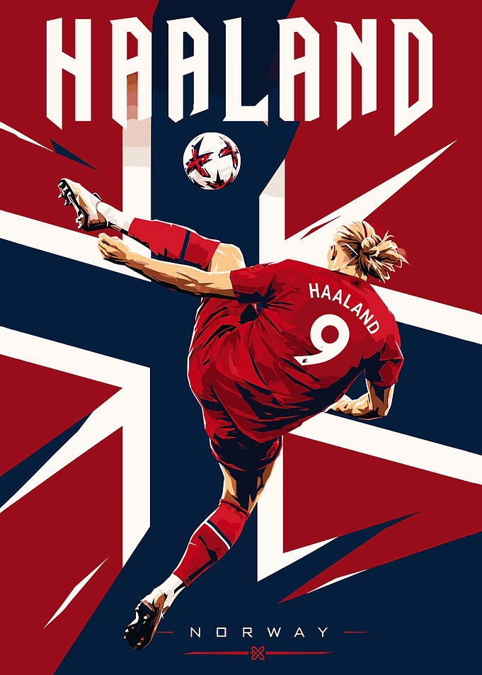 Erling Haaland Norway Football Poster