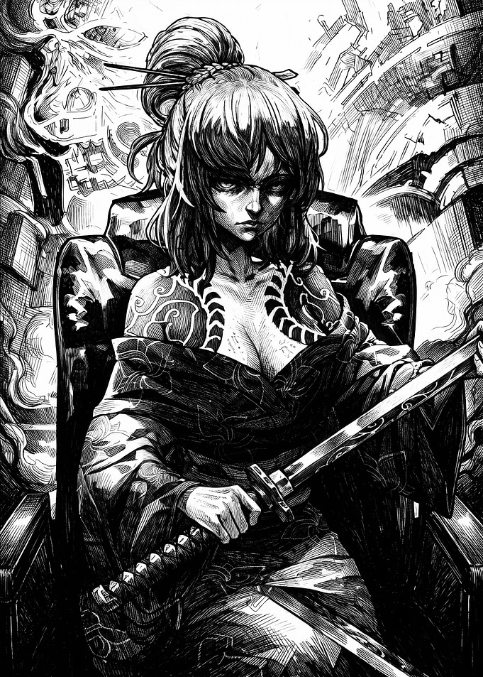Samurai Woman with Katana