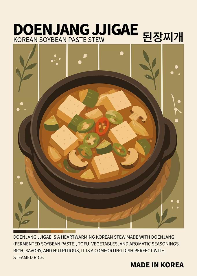 Doenjang Jjigae Poster – Korean Soybean Paste Stew Kitchen Wall Art