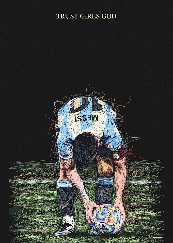 Lionel Messi Scribble Art Poster