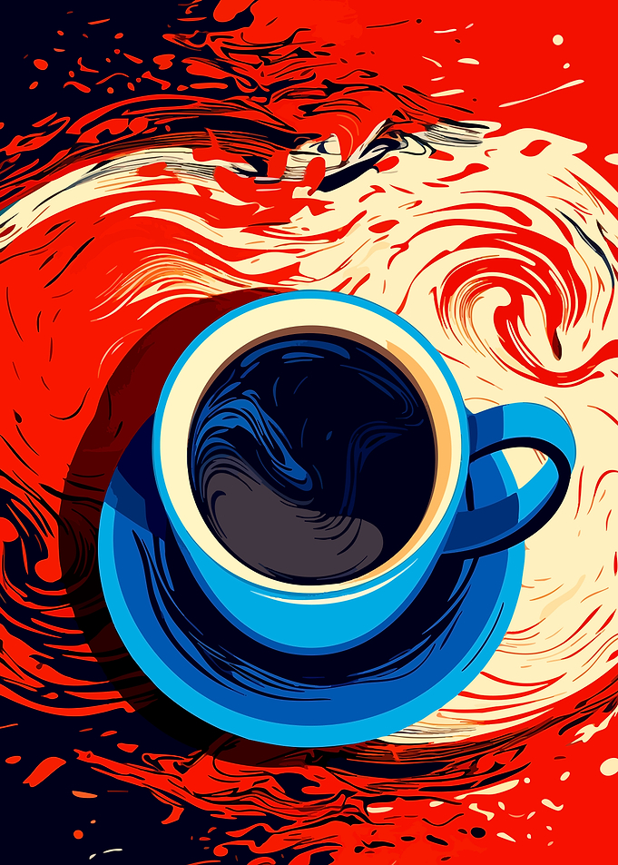 Abstract Blue Coffee Cup Art