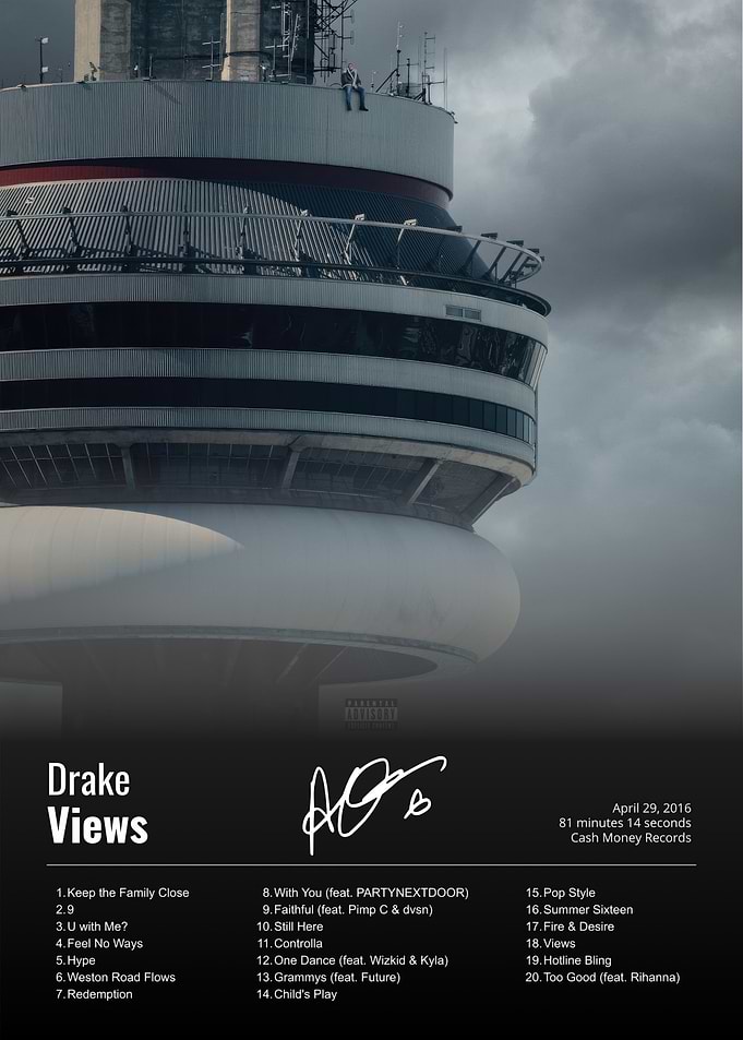 Drake Views Album Cover Poster