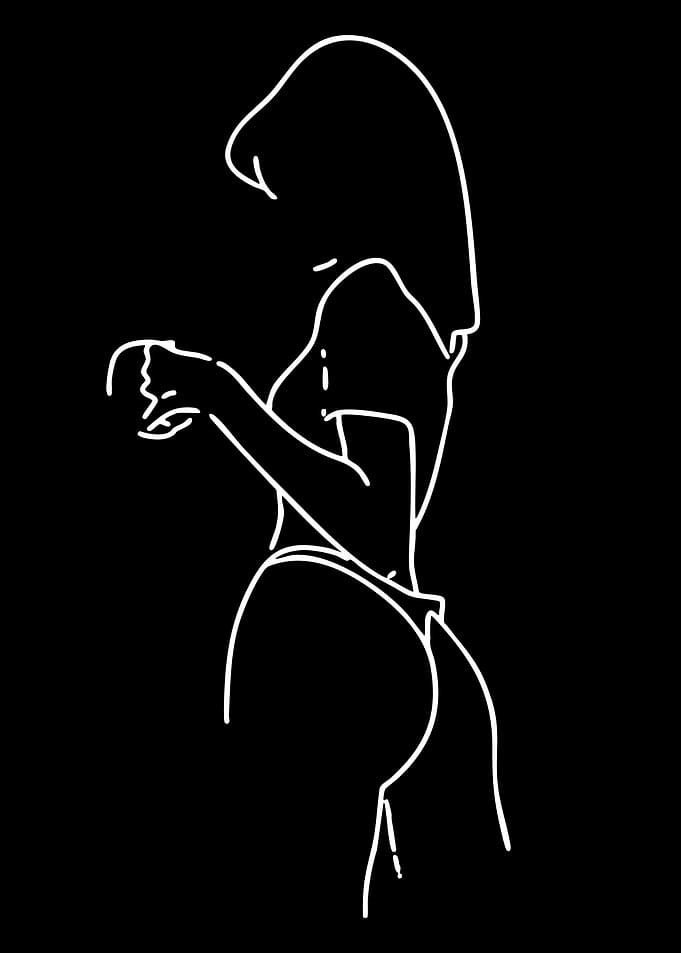 Minimalist White Line Art Woman
