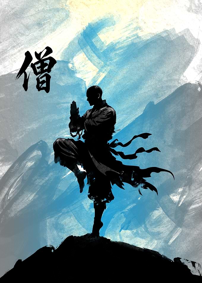 Shaolin Monk Silhouette Art
