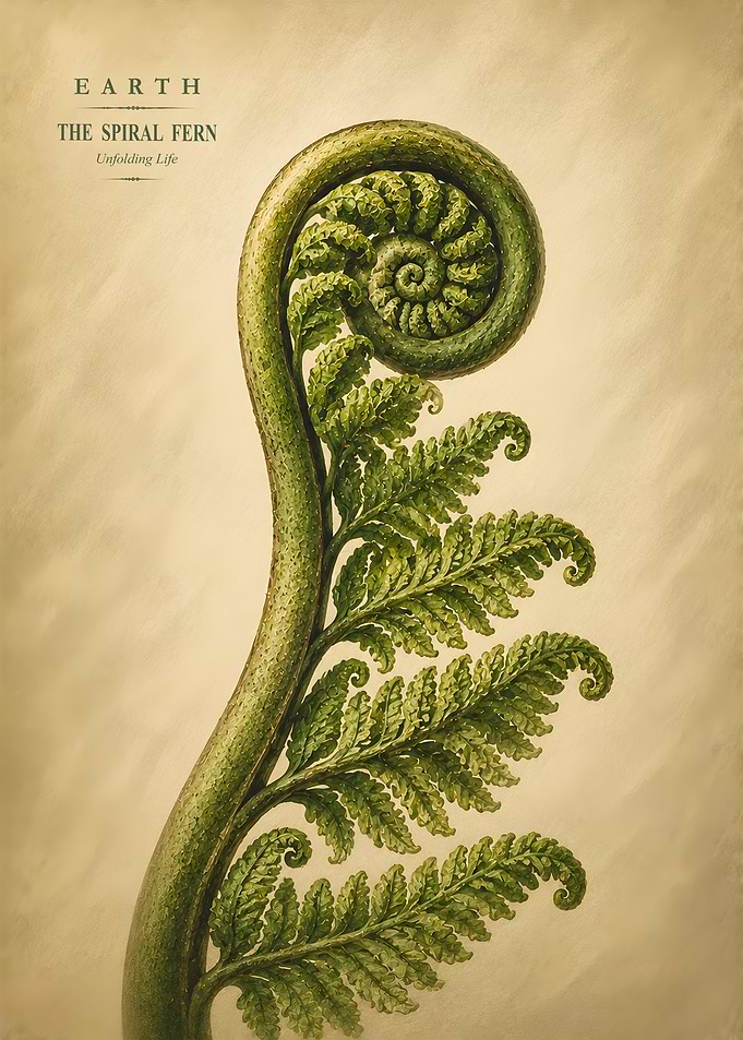Spiral Fern Fiddlehead Botanical Science Poster