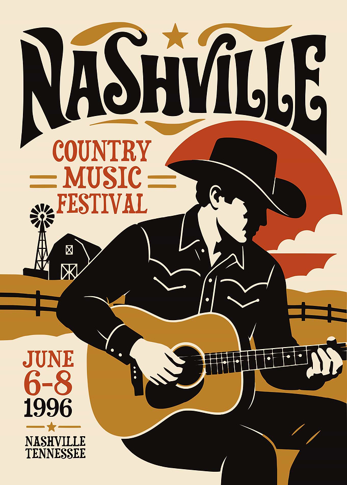 Nashville Country Music Festival Vintage Poster