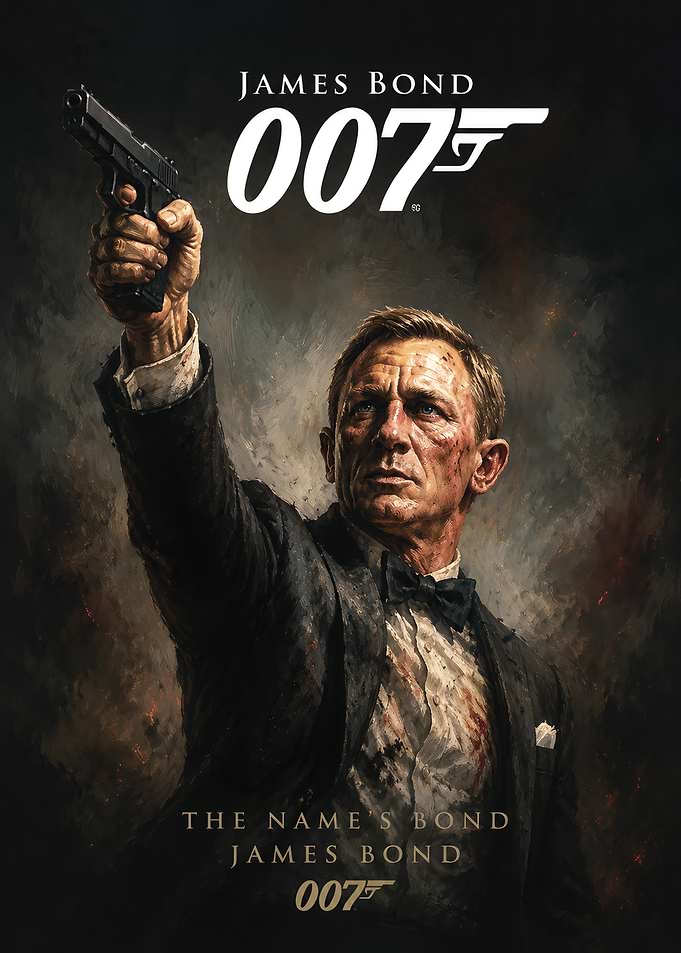 James Bond 007 Oil Painting Poster