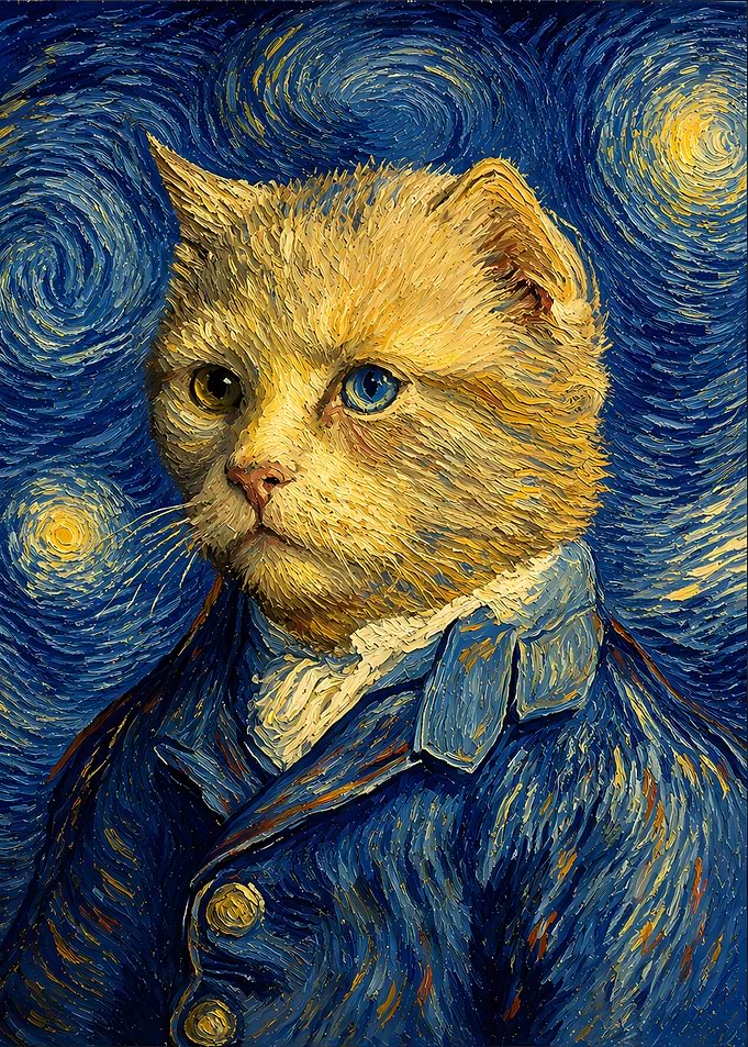 Van Gogh Style Cat Portrait