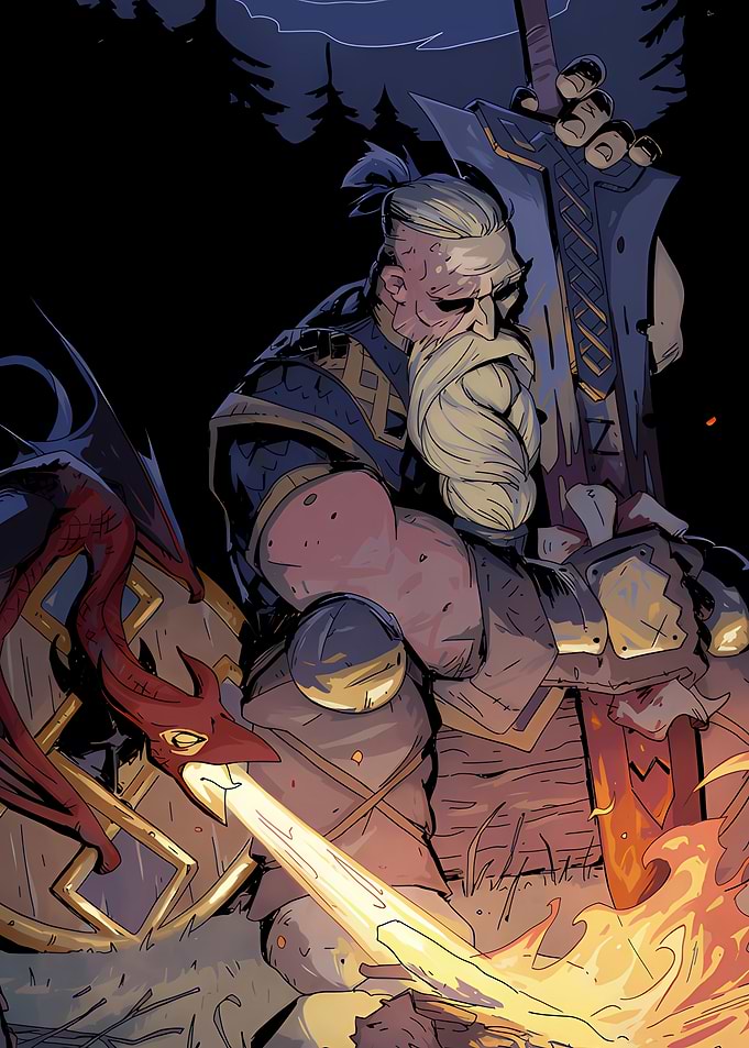Viking Warrior Resting by Campfire
