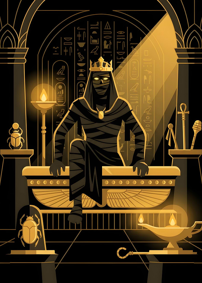 Egyptian Mummy King on Throne