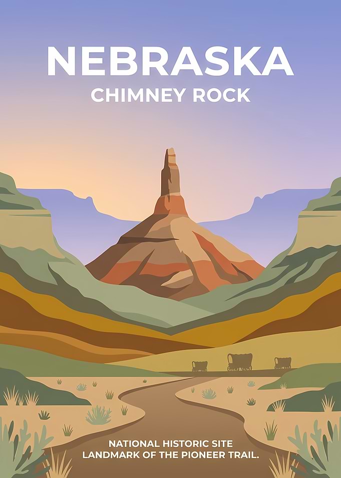 Chimney Rock Nebraska Travel Poster