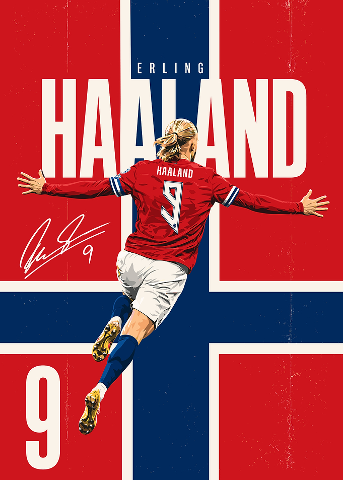 Erling Haaland Norway Football Poster