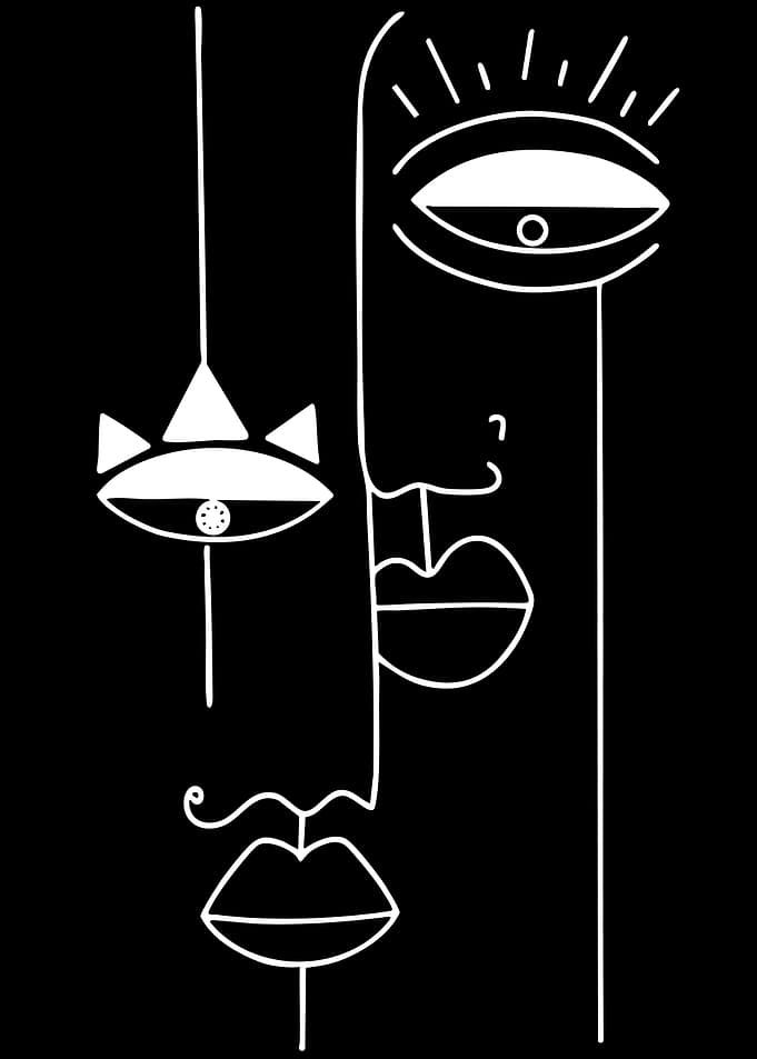 Abstract Minimalist Line Art Faces